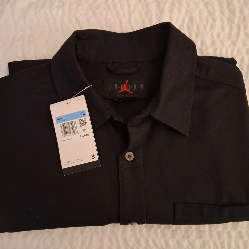 Jordan Men's Black Button Down Shirt NWT Size Med